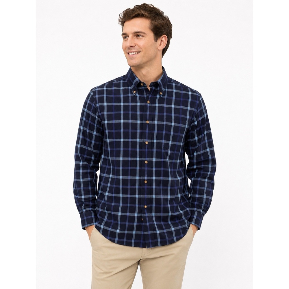 Brooks‎ Brothers 346 Men's Small Blue Plaid Non-Iron Button Down Oxford Shirt